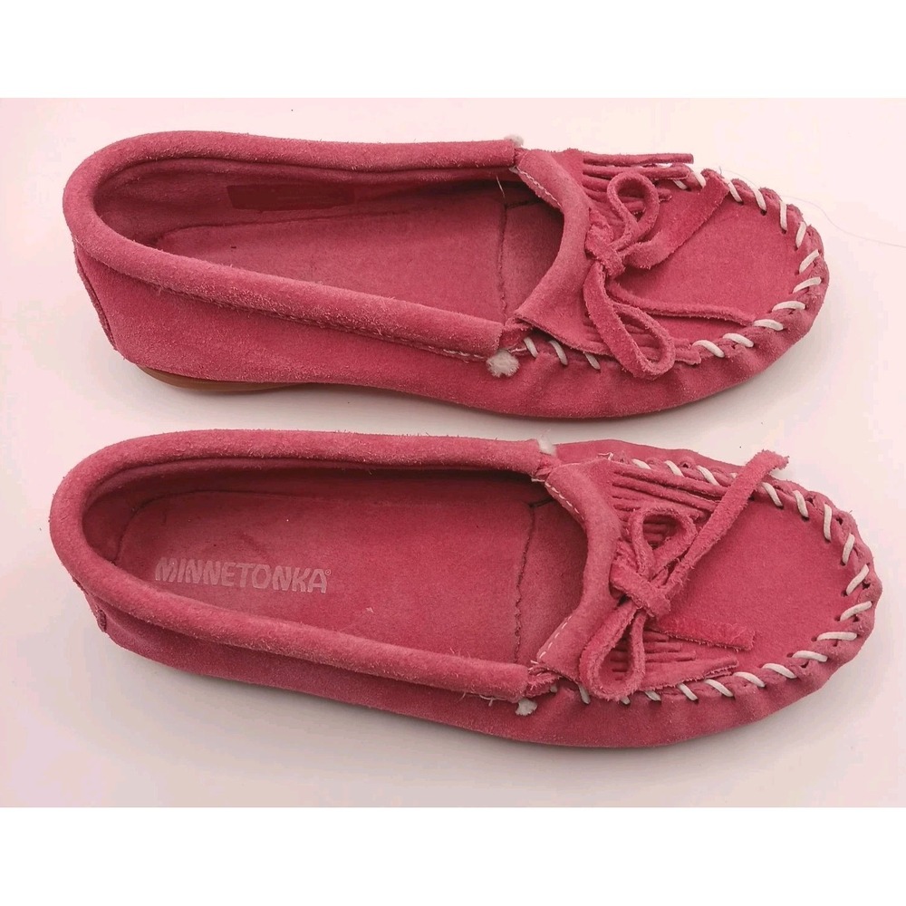Minnetonka Pink Suede Moccasins Slip-On Loafers Women's Size 4